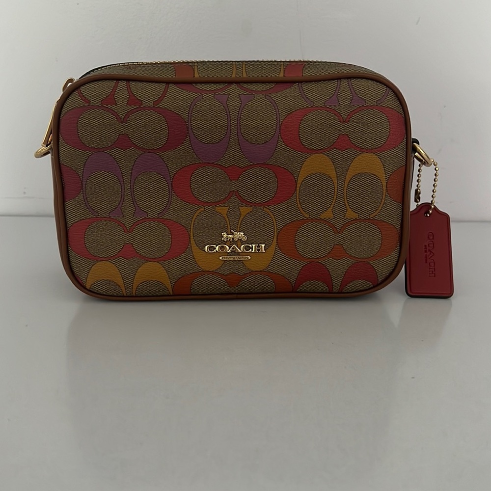 Purple, Red, and Yellow Coach Camera Bag